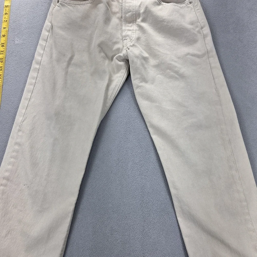 VTG Levis 501 Jeans Mens Cream Light Wash Straight Regular Button Fly Fits 28x28